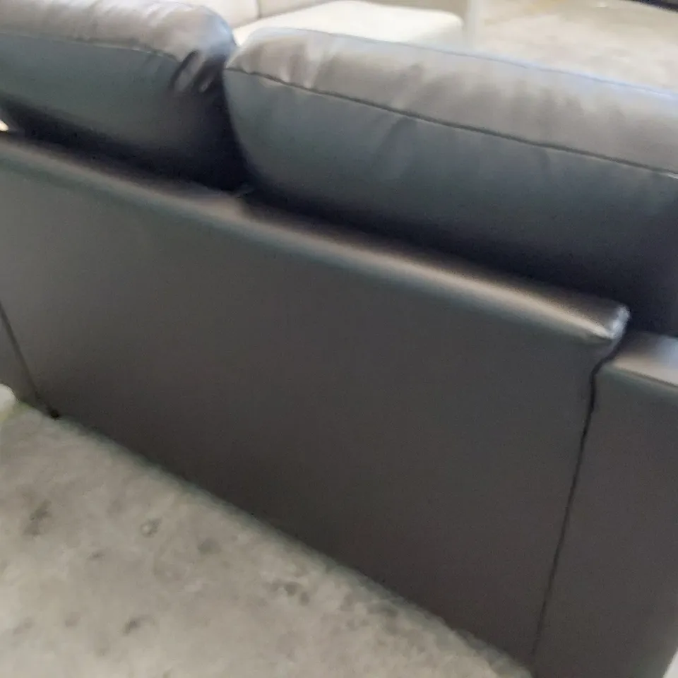 DESIGNER TWO SEATER SOFA BLACK LEATHER 