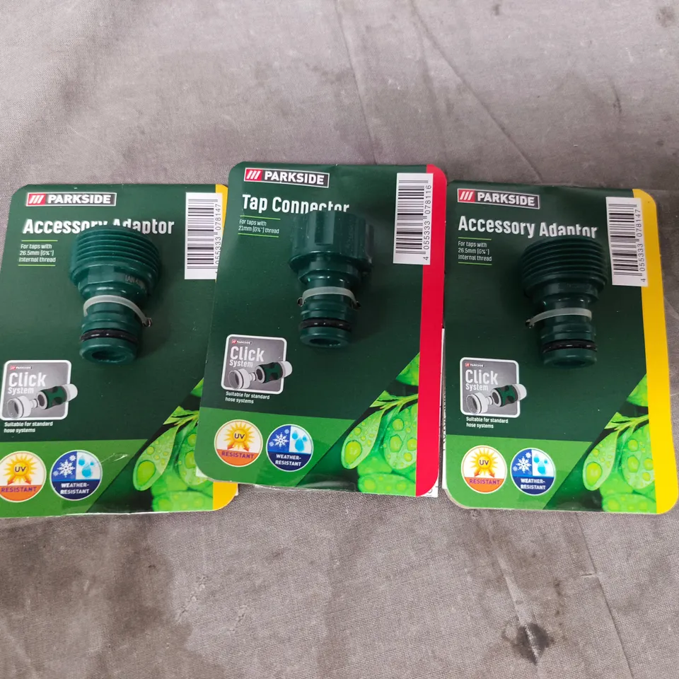 LARGE QUANTITY OF ASSORTED PARKSIDE HOSE PIPE CONNECTOR ACCESSORIES 