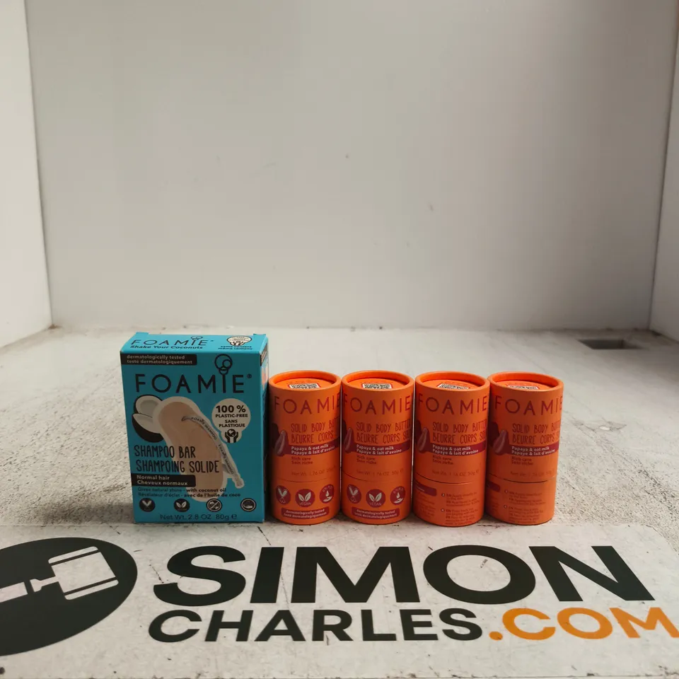 FOAMIE SHAMPOO BAR & SOLID BODY BUTTER TUBES PACK (BOX + 4 ORANGE TUBES)