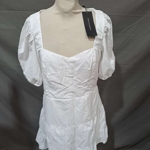 FRENCH CONNECTION WHITE COTTON SWEETHEART DRESS - UK 16