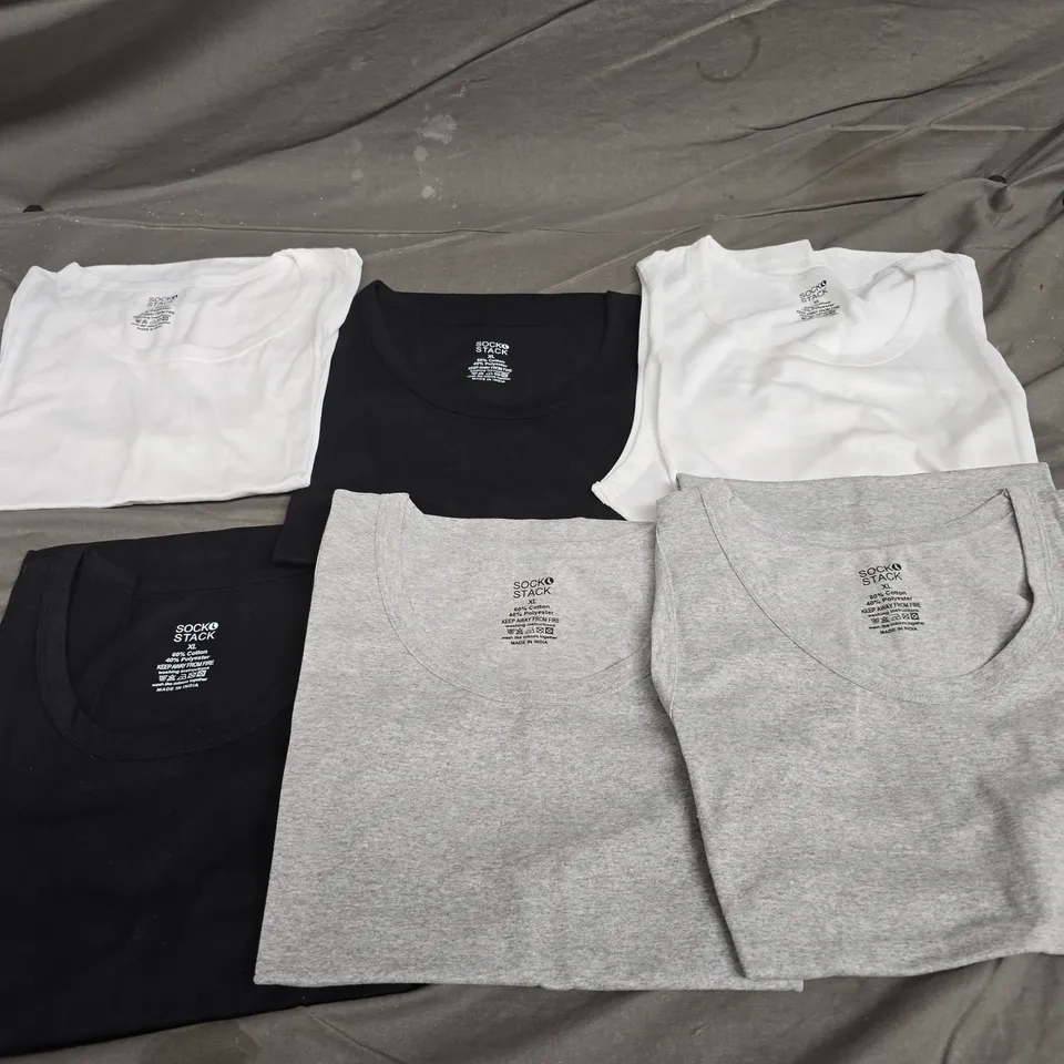 SOCK STACK 6-PACK CREW-NECK T-SHIRTS – WHITE, BLACK & GREY