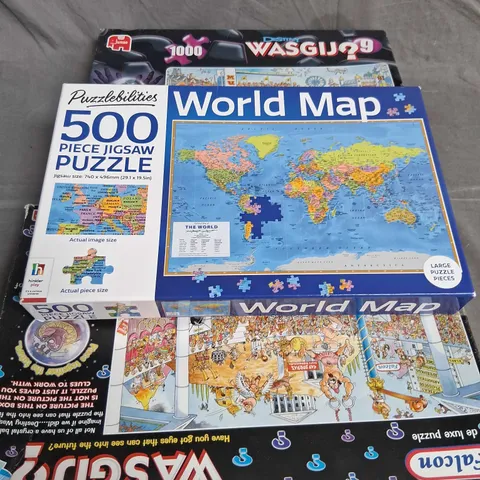 THREE ASSORTED JIGSAWS TO INCLUDE; WORLD MAP, AND DESTINY WASGIJ