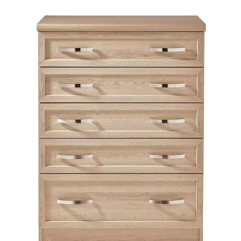 BOXED CAMBERLEY 5 GRADUATED DRAWER CHEST - LIGHT OAK (1 BOX)