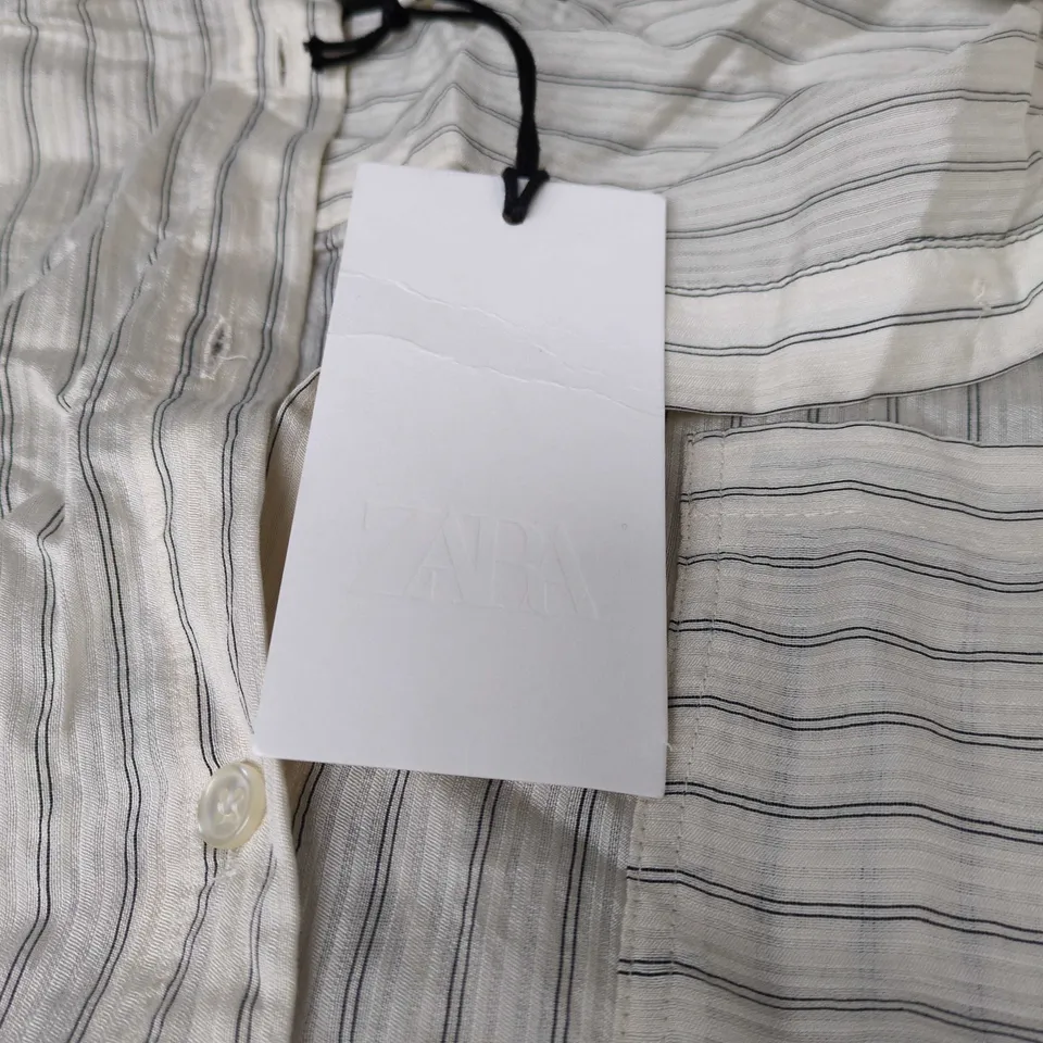 ZARA WOMEN'S STRIPED LINEN SHIRT – BUTTON-FRONT, SIZE XL