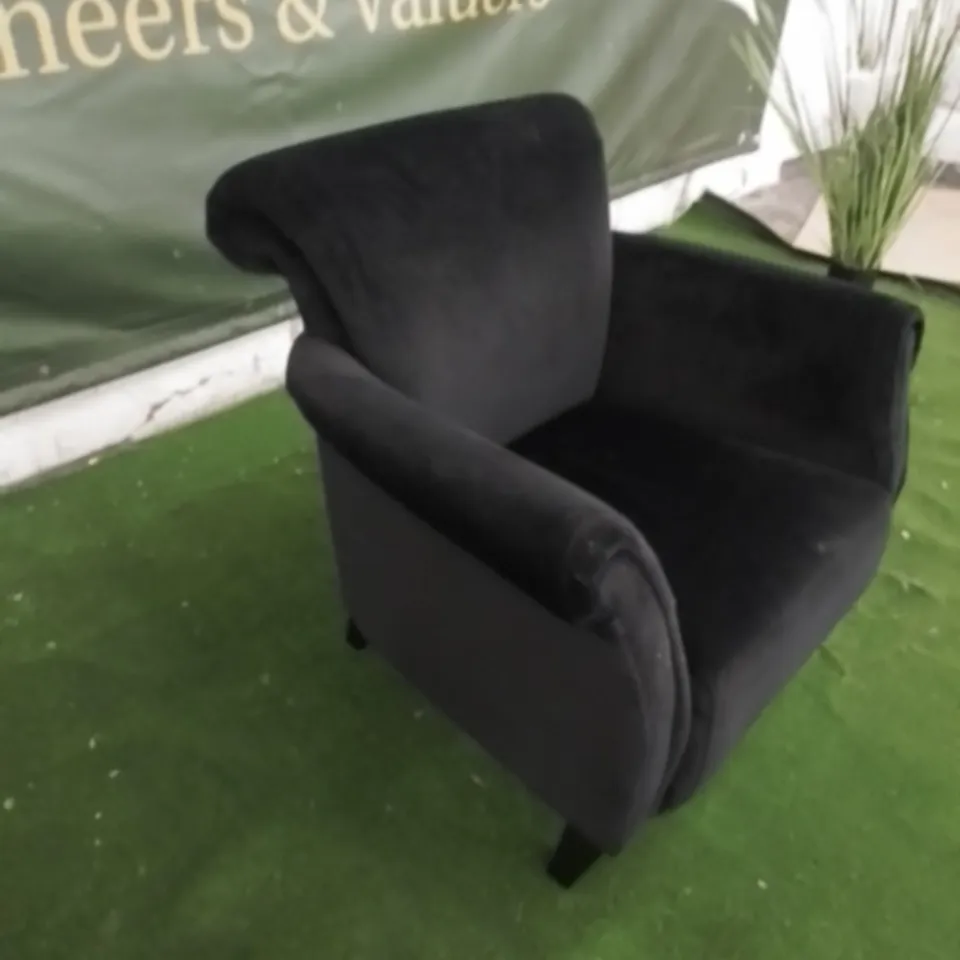 DESIGNER HARMONY BLACK VELVET ARM CHAIR