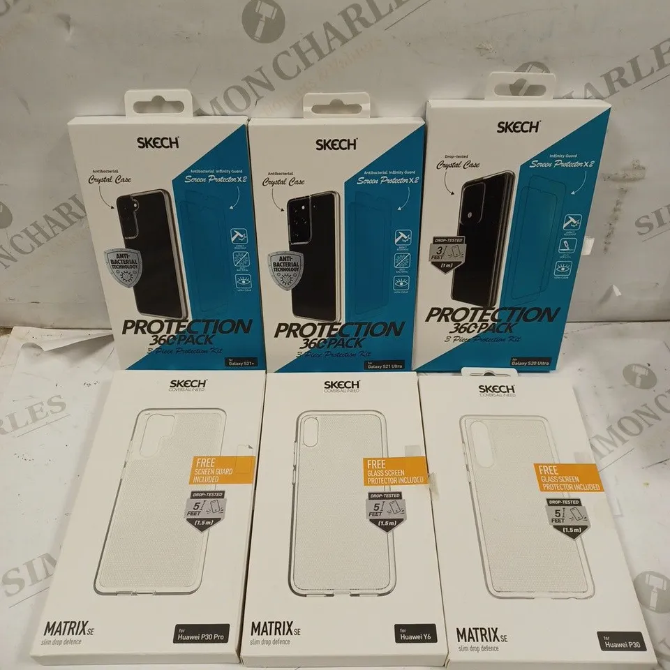 BOX OF 20 ASSORTED SKECH PROTECTIVE PHONE CASES TO INCLUDE P30 PRO, IPHONE 12 PRO MAX, HUAWEI Y6 ETC 