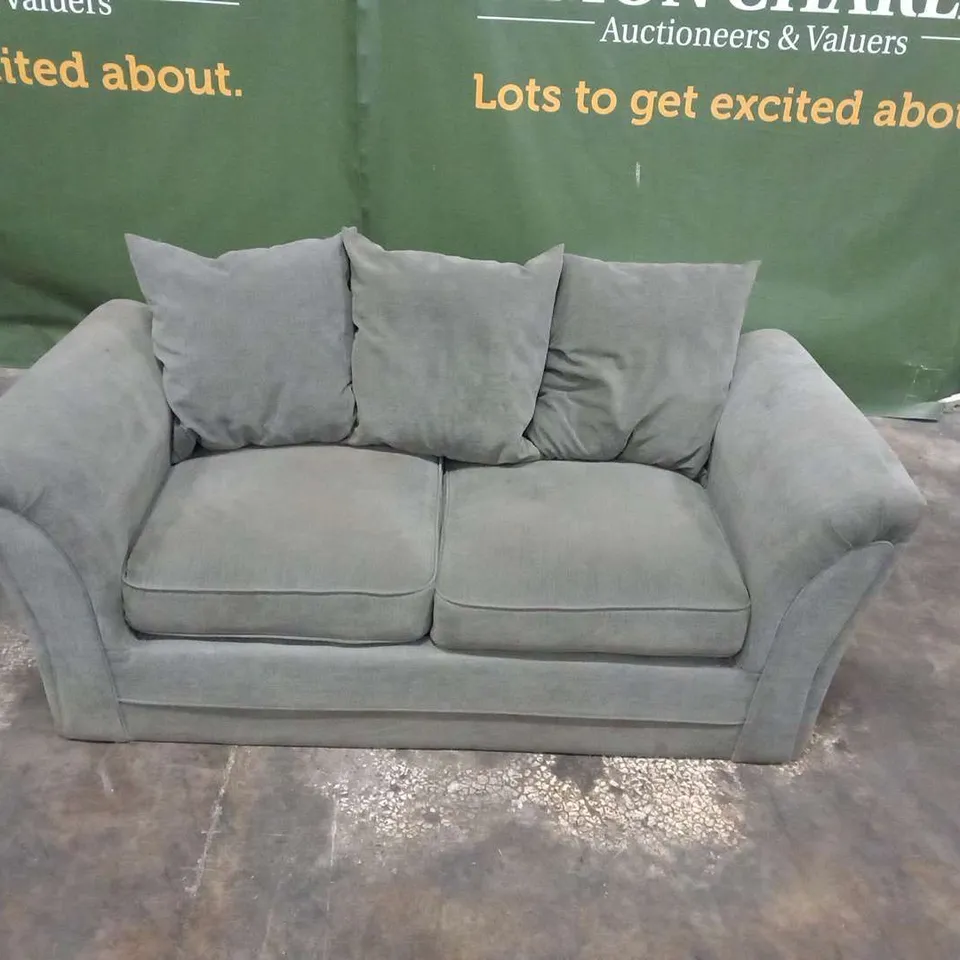 DESIGNER GREY FABRIC TWO SEATER SOFA