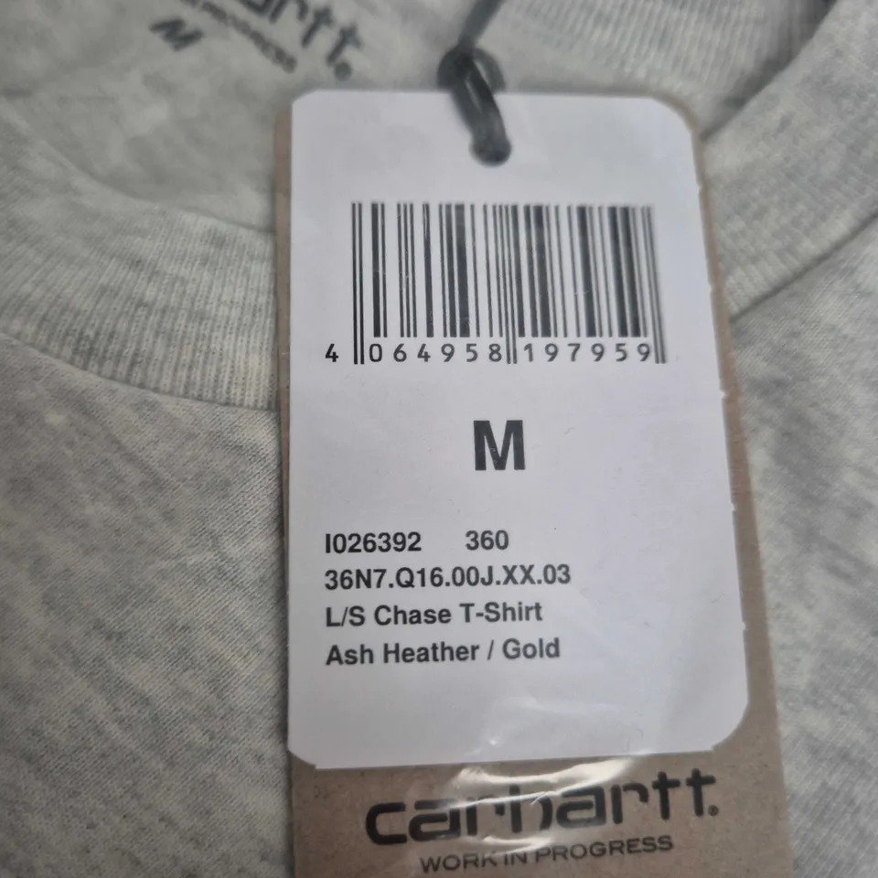 CARHARTT L/S CHASE T-SHIRT – ASH HEATHER / GOLD, M