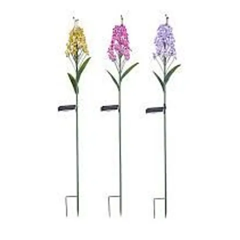 GARDEN REFLECTIONS SET OF 3 METAL FLORAL SOLAR STAKE LIGHTS