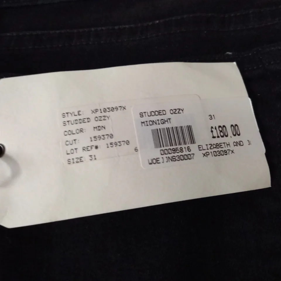 BRAND NEW TEXTILE ELIZABETH AND JAMES STUDDED OZZY JEANS IN BLACK - 31