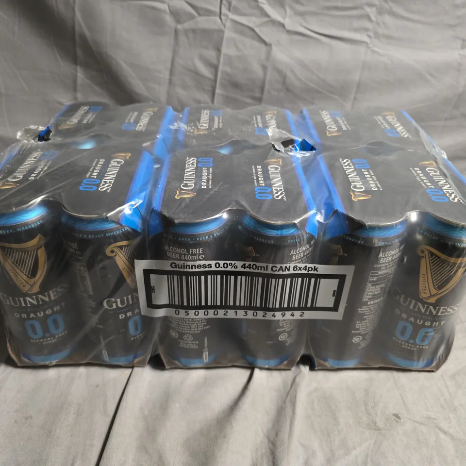 24 X CANS OF GUINNESS DRAUGHT 0.0% STOUT DRINKS 
