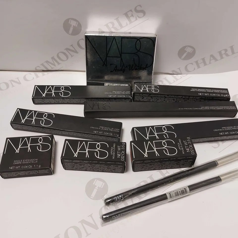 BOX OF APPROX 20 NARS MAKE UP ITEMS TO INCLUDE NARS LIPSTICK, NARS PRECISION LIP LINER AND TINTED SMUDGE PROOF EYESHADOW BASE