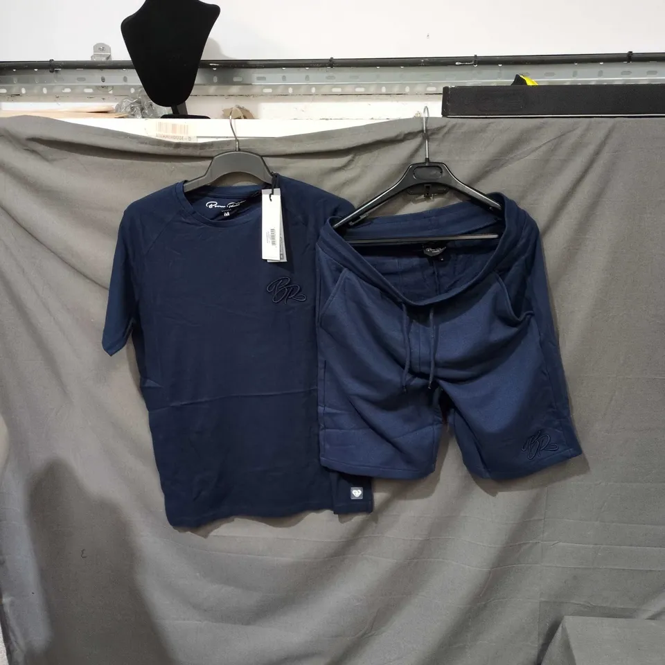 BORN RICH CLOTHING NAVY T-SHIRT & HOODIE SET - LOGO EMBROIDERY, SIZE M (LONDON)