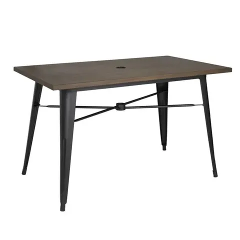 BRAND NEW BOXED BOLERO COMPLETE OUTDOOR TABLE - DARK WOOD EFFECT