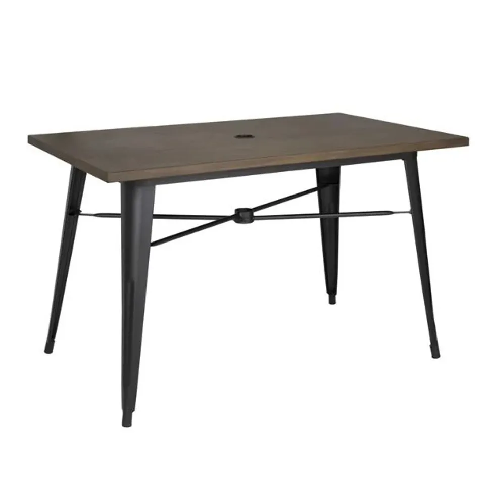 BRAND NEW BOXED BOLERO COMPLETE OUTDOOR TABLE - DARK WOOD EFFECT