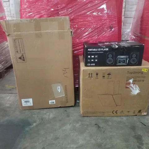PALLET OF ASSORTED HOUSEHOLD GOODS AND PRODUCTS TO INCLUDE;COOKER HOOD,PORTABLE PLAYER,LED CONTROL DEVICE