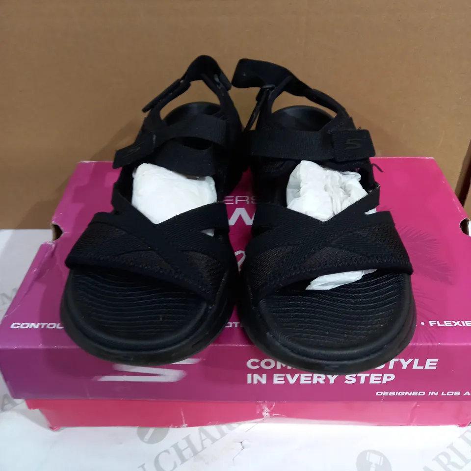SKECHERS GO WALK BROWN STRAPPED SANDALS SIZE 6