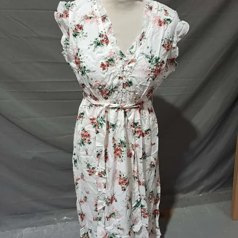 APRICOT FLORAL MIDI DRESS IN CREAM SIZE 12