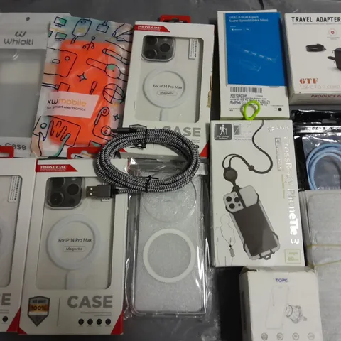 LOT OF ASSORTED MOBILE PHONE ACCESSORIES TO INCLUDE CASES, SCREEN PROTECTORS AND CABLES