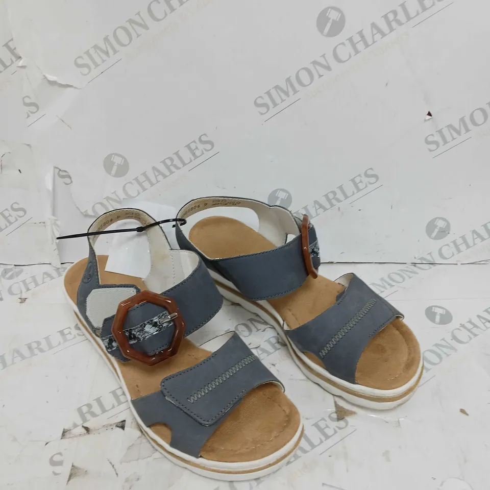 UNBOXED PAIR OF RIEKER WEDGE BLUE SANDAL SIZE 5