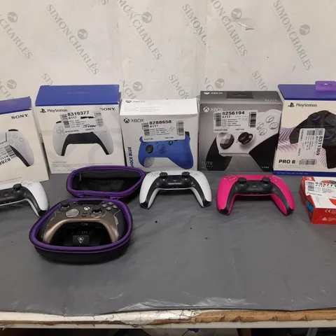 10 ASSORTED GAMING CONTROLLERS TO INCLUDE PLAYSTATION, XBOX, AND NINTENDO