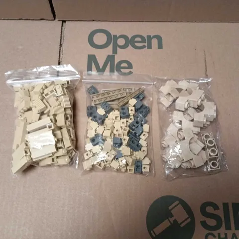 LEGO BRICKS ASSORTMENT IN CREAM, TAN & GREY – THREE SEALED BAGS