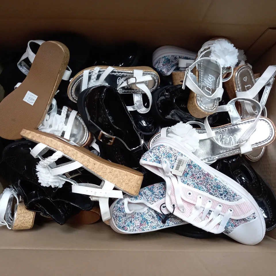 APPROXIMATELY 12NASSORTED KIDS PAIRS OF SHOES IN VARIOUS COLOURS, STYLES, AND SIZES