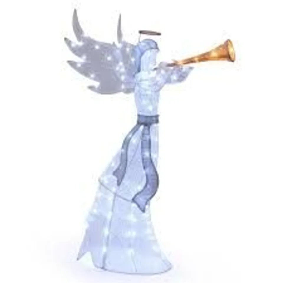 BOXED COSTWAY 5 FEET LIGHT UP TRUMPETING CHRISTMAS ANGEL WITH LED LIGHTS AND HALO 