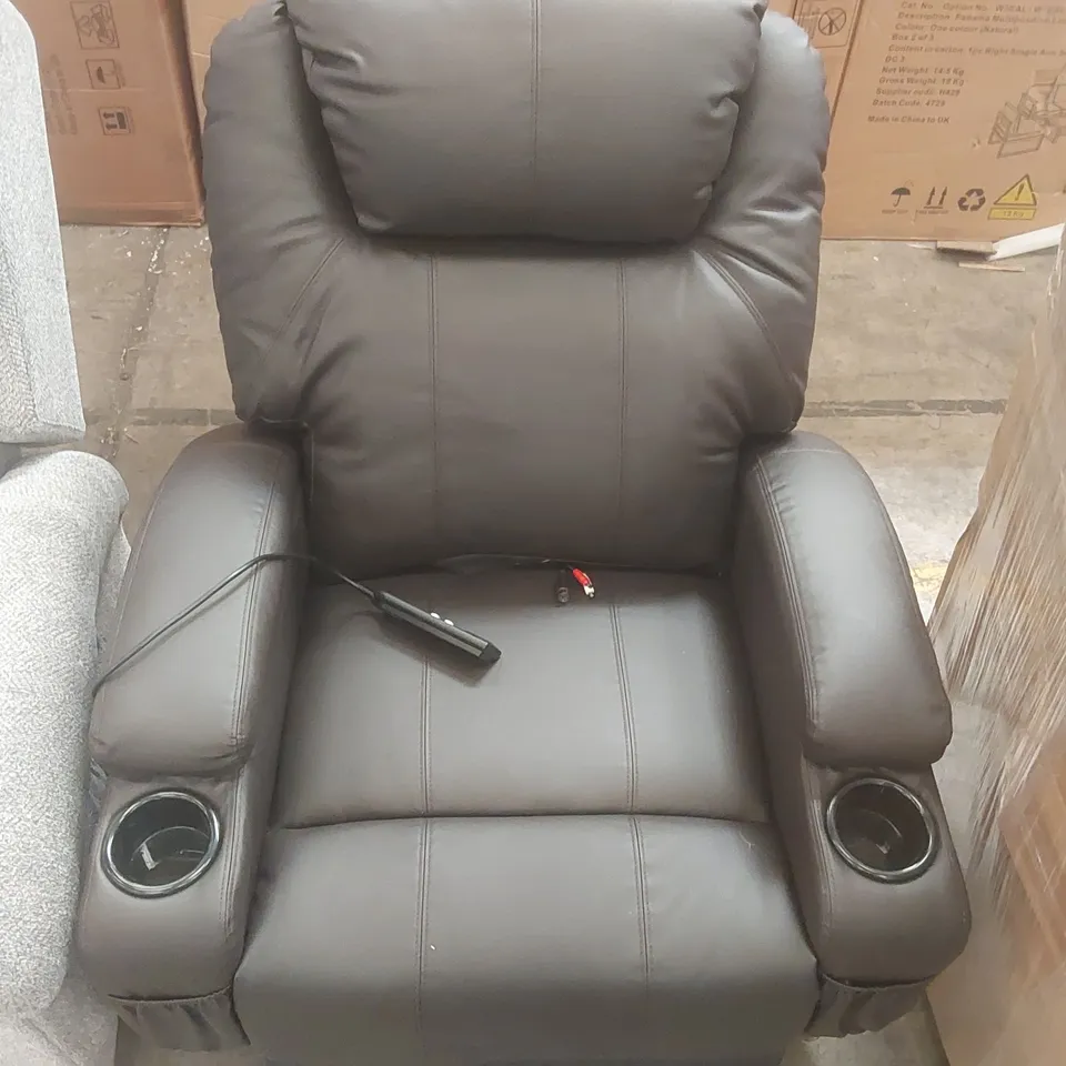 QUALITY DESIGNER FAUX LEATHER UPHOLSTERED ELECTRIC RECLINING ARMCHAIR