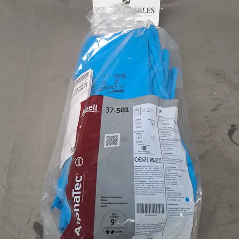 ANSElL BOX OF 12X12 ALPHATEC LONG CUFF NITRILE GLOVES IN BLUE SIZE 9 1/2