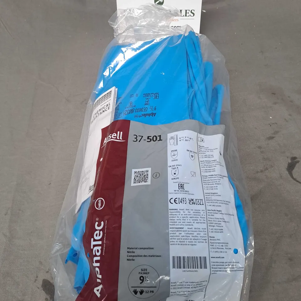 ANSElL BOX OF 12X12 ALPHATEC LONG CUFF NITRILE GLOVES IN BLUE SIZE 9 1/2