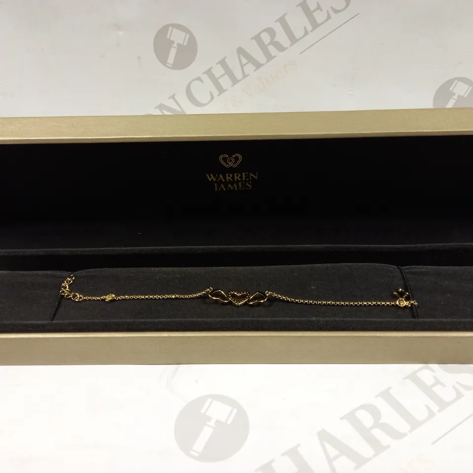 WARREN JAMES TRIPLE HEART GOLD BRACELET 