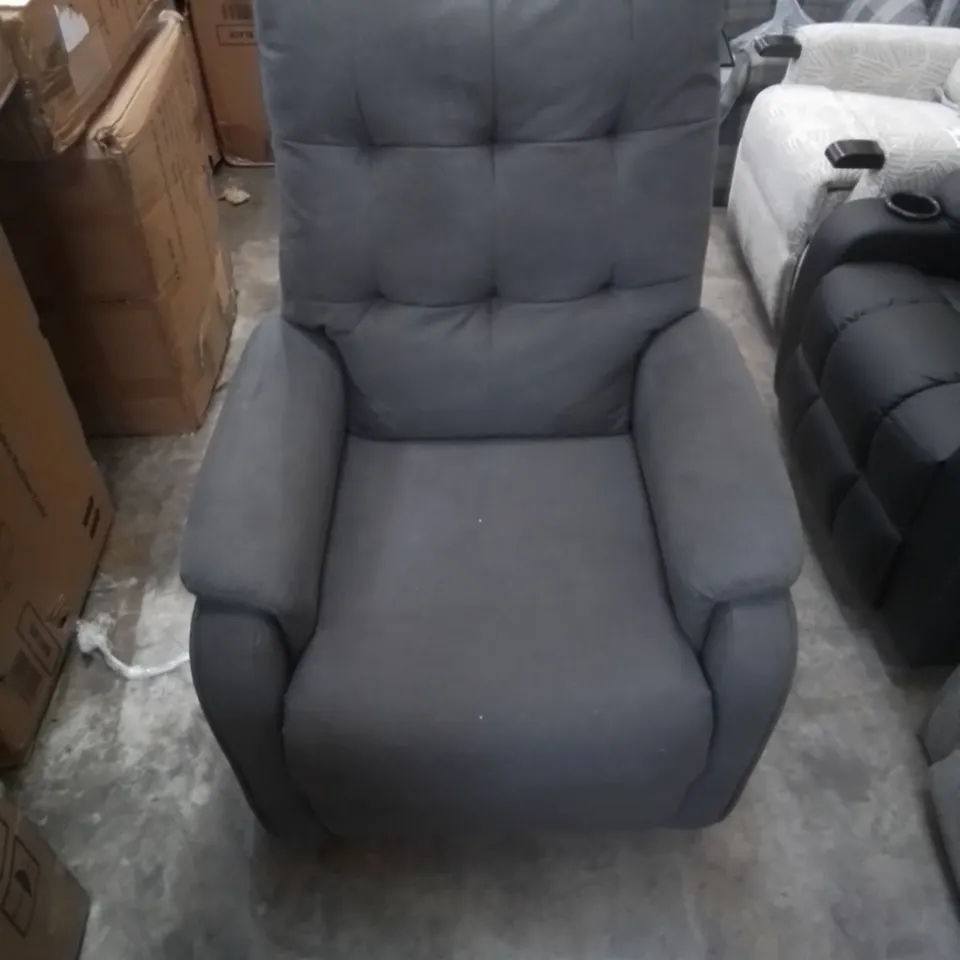 DESIGNER POWER RECLINING FABRIC EASY CHAIR IN GREY 