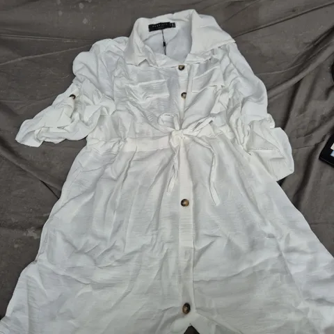 WHITE BELTED SHIRT DRESS – UK 14 (EU L, US 10)
