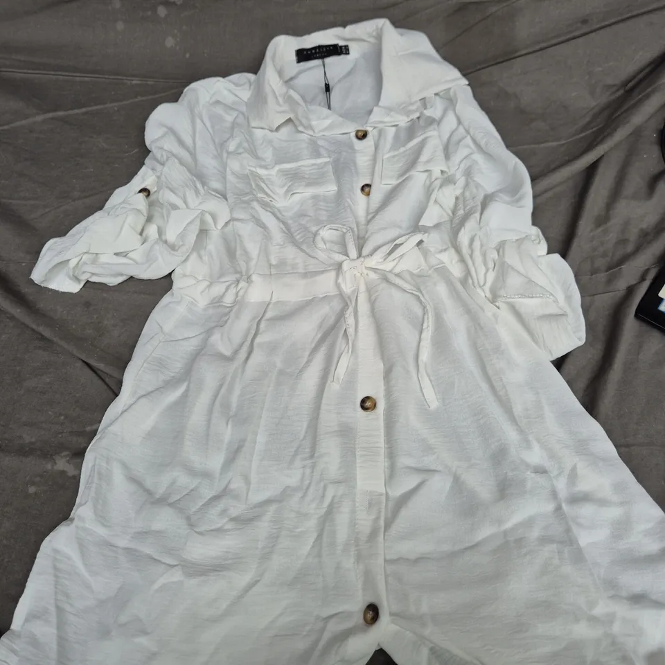 WHITE BELTED SHIRT DRESS – UK 14 (EU L, US 10)