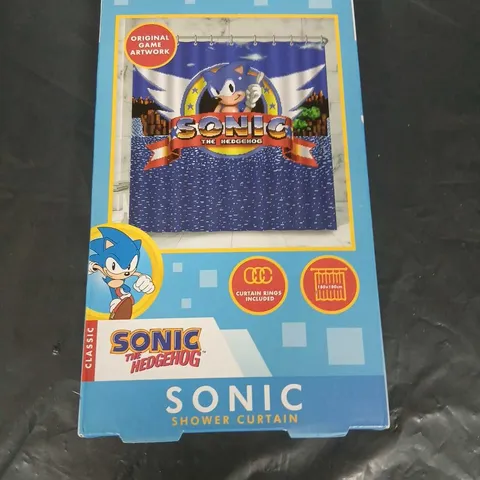 SONIC THE HEDGEHOG SHOWER CURTAIN – BLUE BATHROOM DECOR (CURTAIN RINGS INCLUDED)