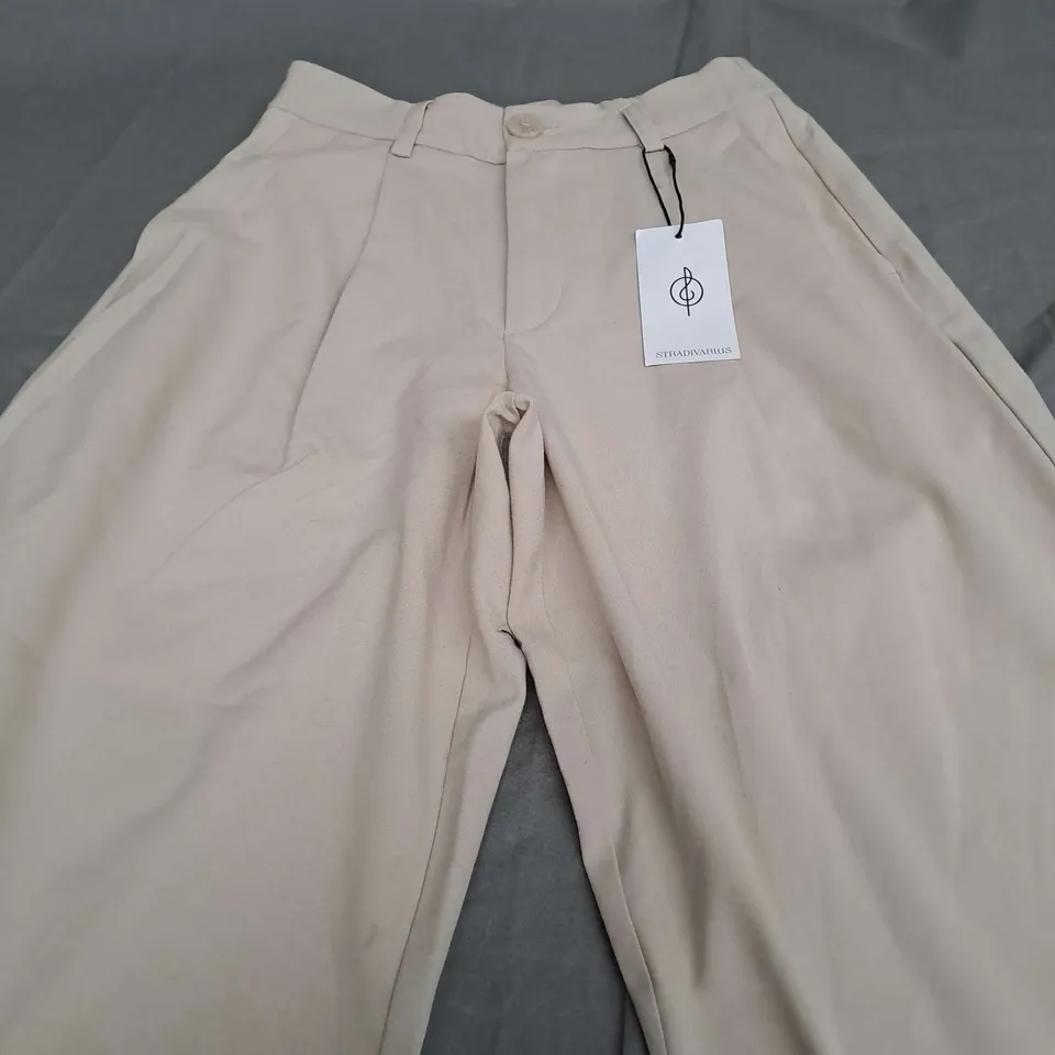 STRADIVARIUS LIGHT BEIGE BAGGY TROUSERS - UK 6