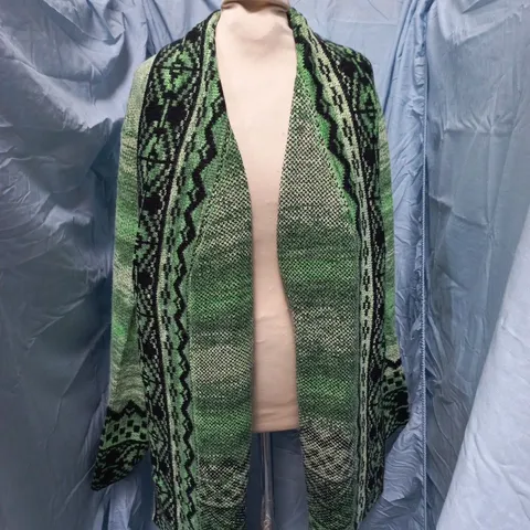 KLASS KNITTED CARDIGAN, GREEN/BLACK, XXL