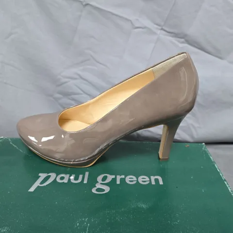 PAUL GREEN 2834-217 SOFT TAUPE PATENT PUMPS, UK 7