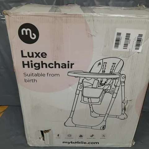 BOXED MY BABIIE MBHC9 LUXE HIGHCHAIR FROM BIRTH - PINK - COLLECTION ONLY