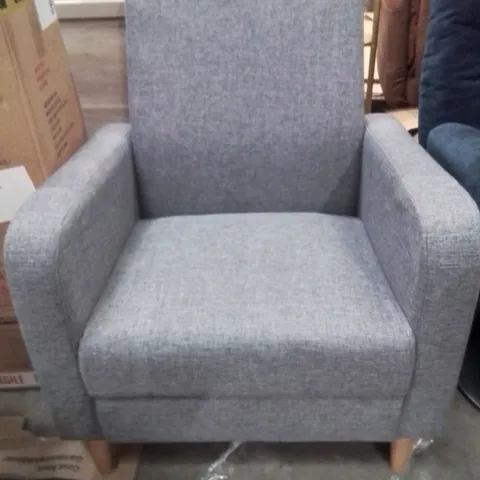 COMPACT GREY UPHOLSTERED ARMCHAIR SOFT FABRIC ACCENT CHAIR LIGHT GREY