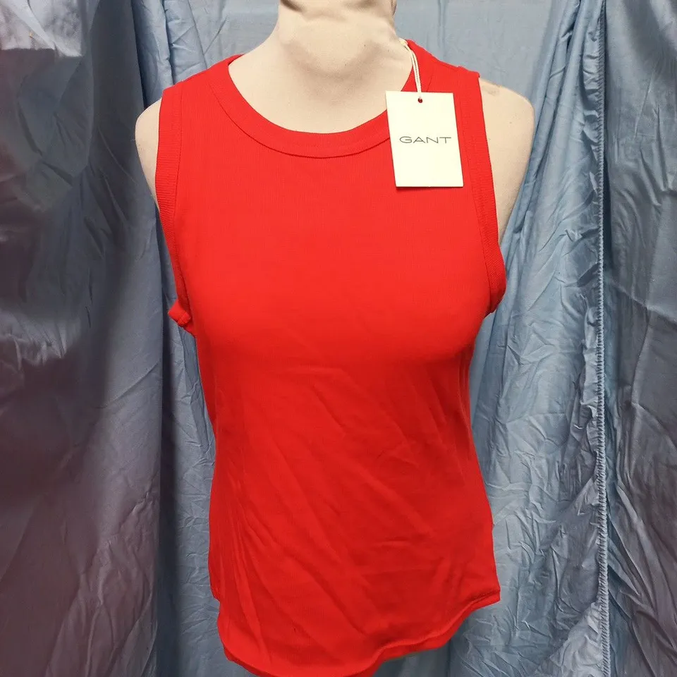 GANT HIGH NECK RIB TANK TOP IN RED - L