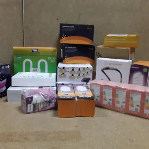 LOT TO CONTAIN 20 ASSORTED ITEMS TO INCLUDE FAIRY LIGHT LIGHT BULBS LED LIGHT STRIPS ECT