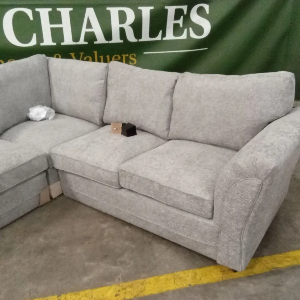 DURY CHUNKY WEAVE STANDARD BACK CORNER GROUP SOFA - GREY RRP £1149