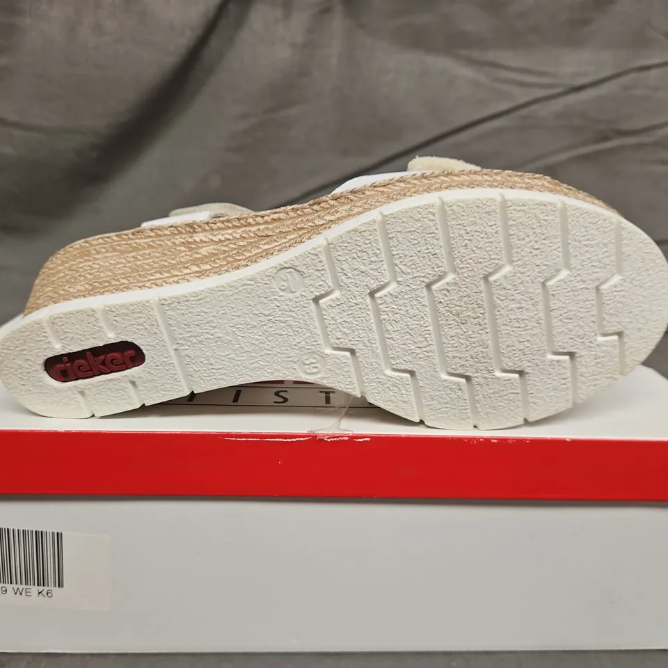 BOXED PAIR OF WOMENS RIEKER STRAP WEDGE SANDALS - UK SIZE 39