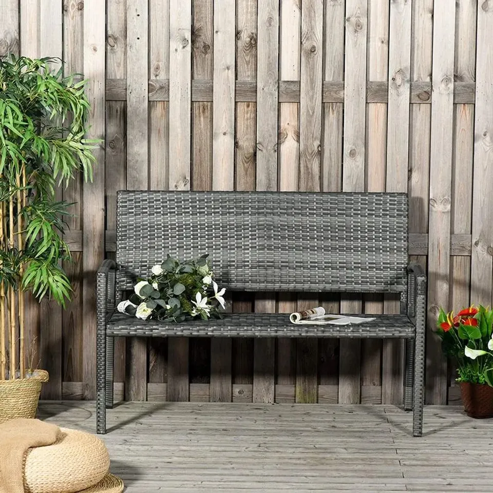 BOXED ROXANE RATTAN TRADITIONAL BENCH - GREY (1 BOX)