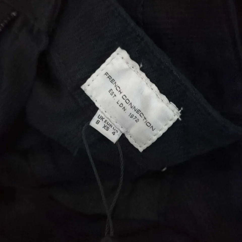 FRENCH CONNECTION LOREN TWILL BARREL LEG DENIM JEANS – BLACK, UK 8