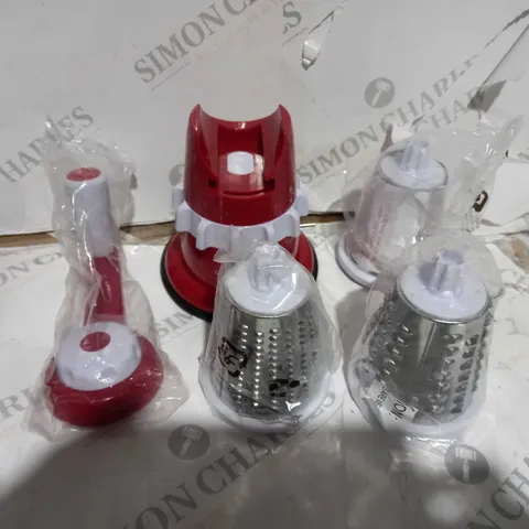 COOK'S ESSENTIALS SPEED GRATER & SLICER WITH SUCTION BASE - RED