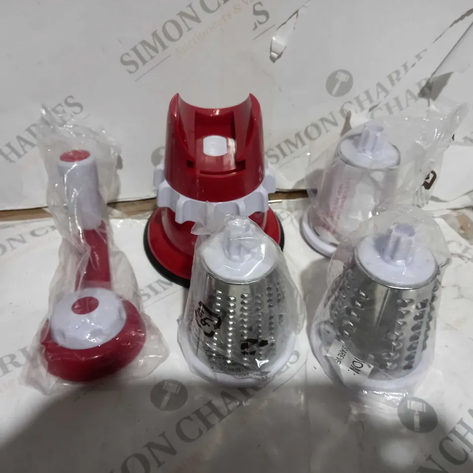 COOK'S ESSENTIALS SPEED GRATER & SLICER WITH SUCTION BASE - RED