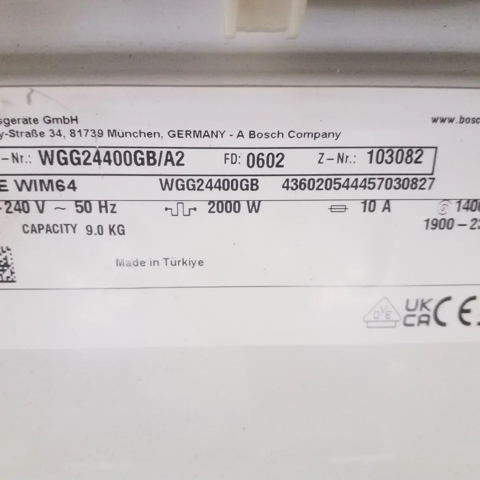 BOSCH SERIES 6 WGG24400GB 9KG LOAD, 1400 WASHING MACHINE